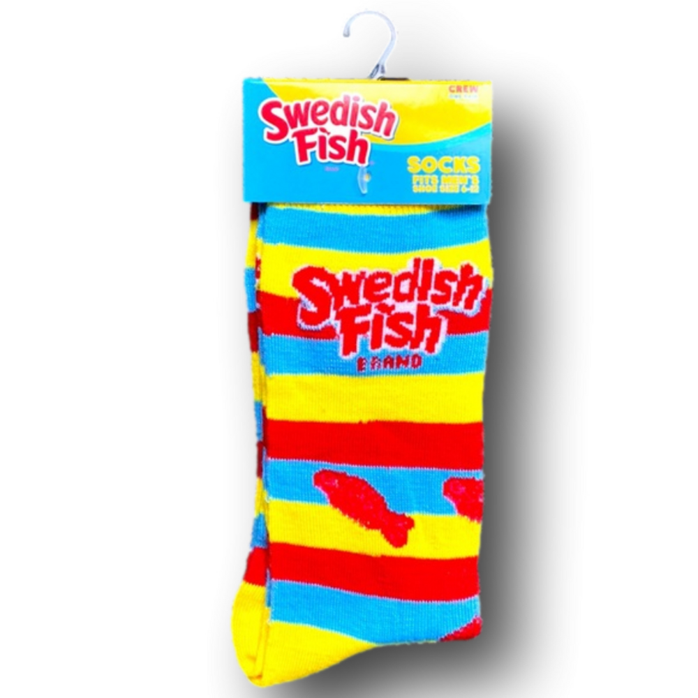 3/$20 Swedish Fish Retro Candy Funny Novelty Crew Socks - Brand New